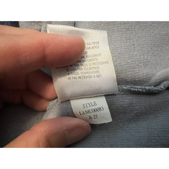 Vintage Liz & Co Drawstring Hem Knit Top with Pockets  Size L  Blue Houndstooth - Picture 11 of 11